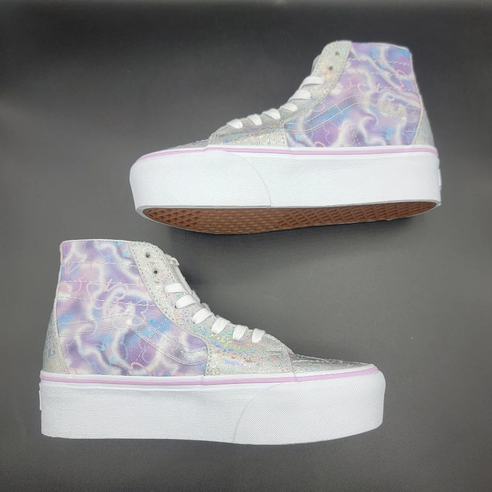 Vans Sk8-Hi Platform Butterfly Silver Purple White Women's Shoes Size 7.5 New